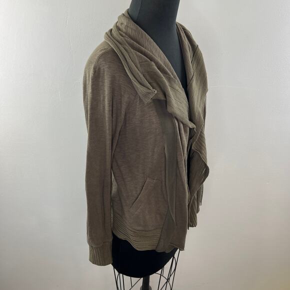Anthropologie TINY Olive Green Long Slv Oversized Collar Open Front Cardigan XS - Picture 5 of 9